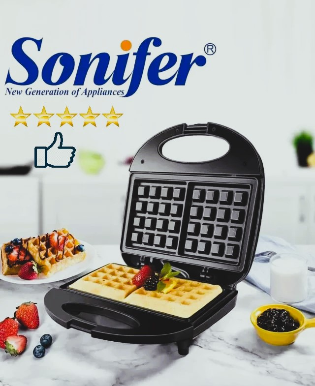 SONIFER Вафельница sf-6043 750 Вт, черный матовый