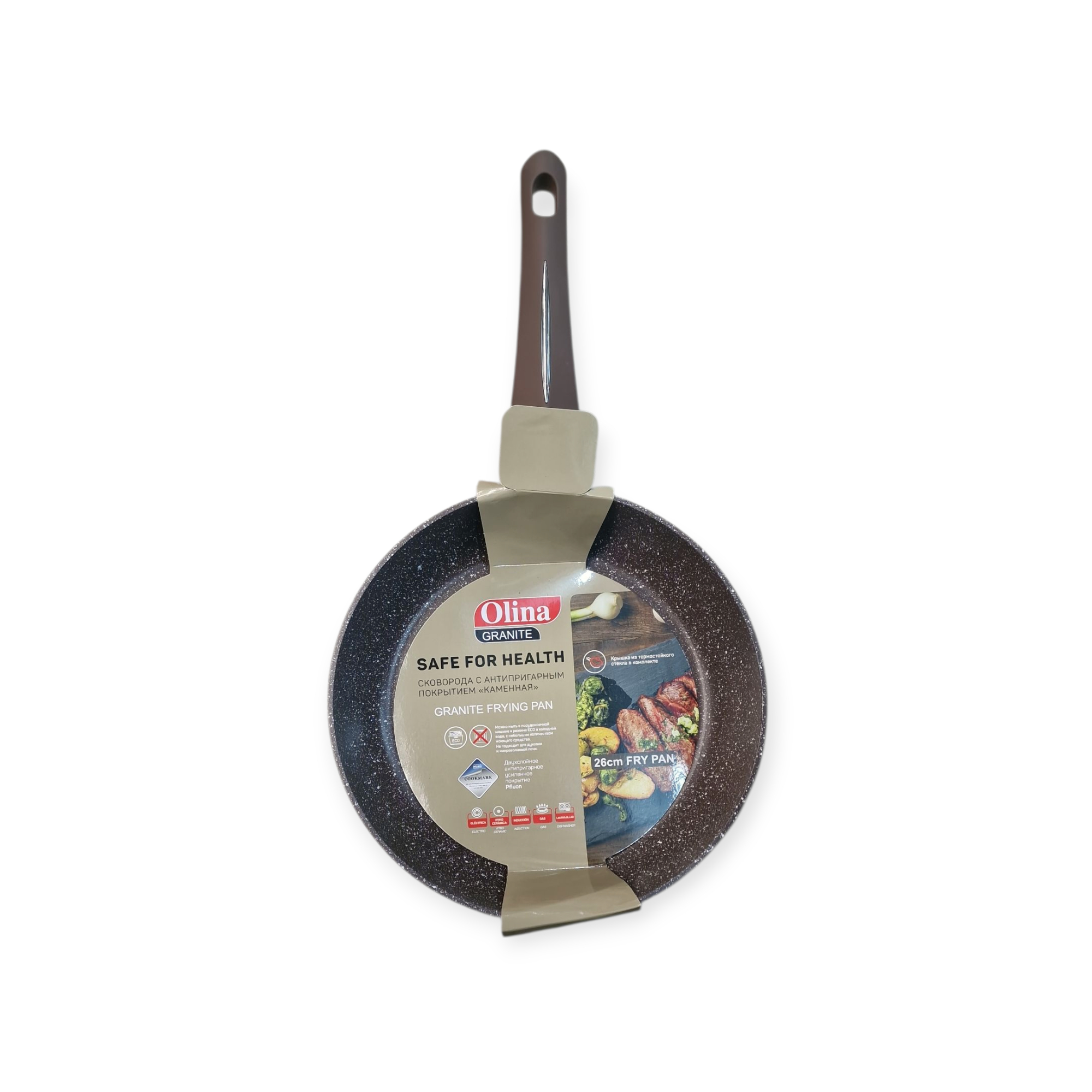 Сковородка ,коричневый  мрамор 28см (Olina