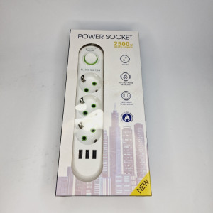 Cетевой удлинитель Lucky Hawk, 4 розетки, 3 usb, шнур 2 метра  в/кор